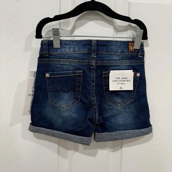 7 For All Mankind Girl's Distressed Cuffed Bermuda Denim‎ Jean Shorts size 5 - Picture 5 of 9